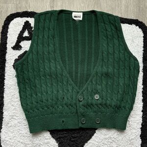 Vintage green cable knit vest